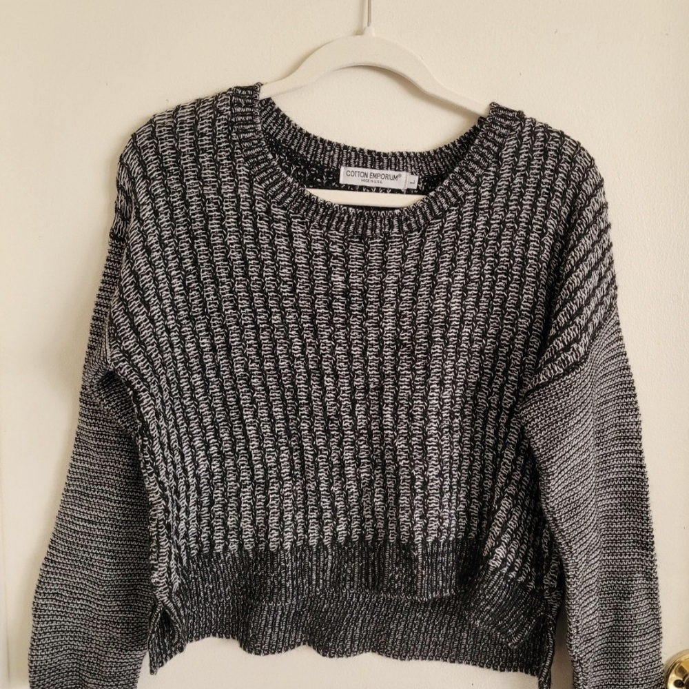 Cotton Emporium Charcoal and Light Gray Knit Sweater